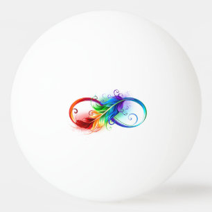 Balle De Ping Pong Symbole d'infini avec plume arc-en-ciel