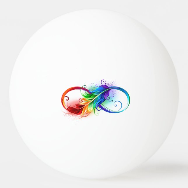 Balle De Ping Pong Symbole d'infini avec plume arc-en-ciel (Devant)