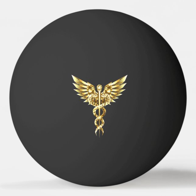 Balle De Ping Pong Symbole Polygonal Or Caduceus (Devant)