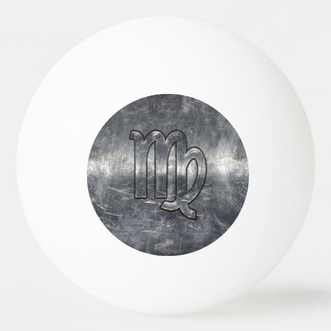 Balle De Ping Pong Symbole Virgo Zodiac Grunge Argent Style désaffect (Devant)