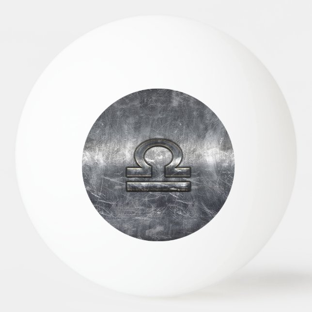 Balle De Ping Pong SYMBOLE Zodiaque Libra Style Acier argenté (Devant)