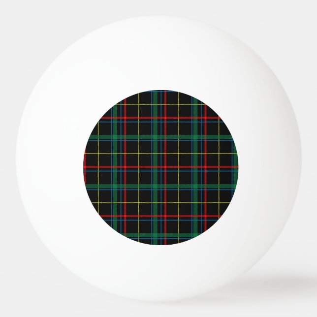 Balle De Ping Pong Tartan plaid motif, vert et rouge, (Devant)