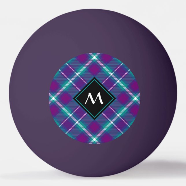 Balle De Ping Pong Tartan vert de mer, violet et bleu (Devant)