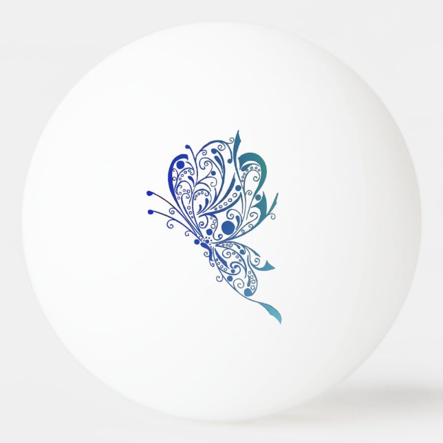 Balle De Ping Pong Tatouage bleu de papillon (Devant)