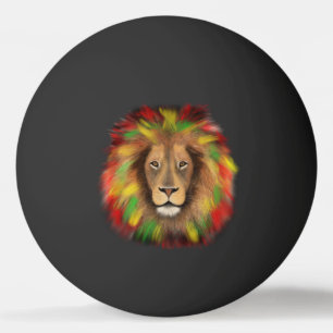 Balle De Ping Pong Tête de lion rasta rouge jaune vert dessin Jamaïqu