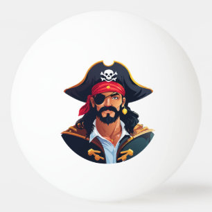 Balle De Ping Pong Tête de pirate avec chapeau de marin et cache-œil