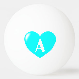 Balle De Ping Pong Ton Monogramme Big Turquoise Heart Ping Pong Ball