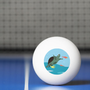 Balle De Ping Pong Tortue de mer mignonne sous l'art marin