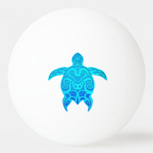 Balle De Ping Pong Tortue tribale bleue