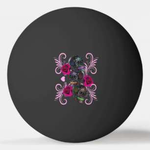 Balle De Ping Pong Triple Jour Noir Des Crânes Morts Roses Rose