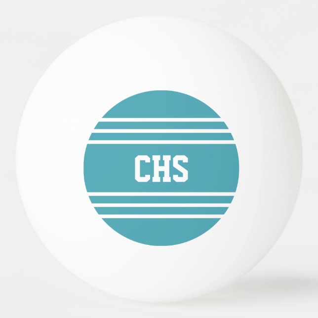 Balle De Ping Pong Turquoise Stripes boules monogrammes personnalisée (Devant)