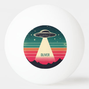 Balle De Ping Pong UFO Vintage au Coucher de Soleil Personnalisé