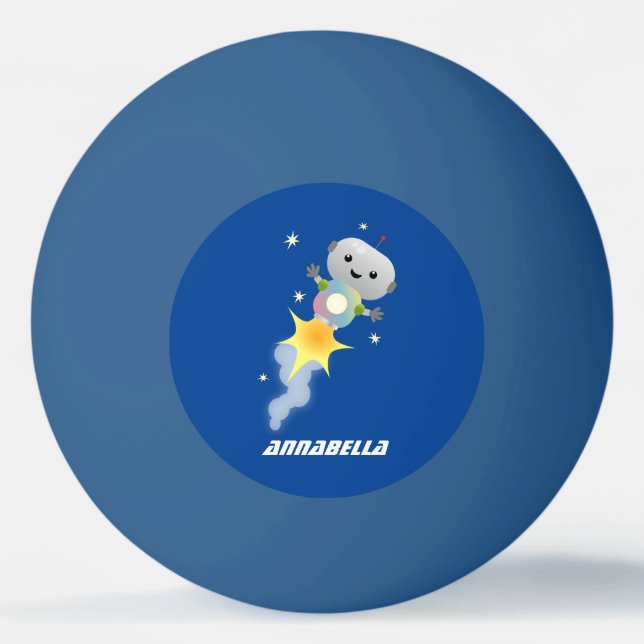 Balle De Ping Pong Un mignon robot volant dans l'espace dessin animé (Devant)