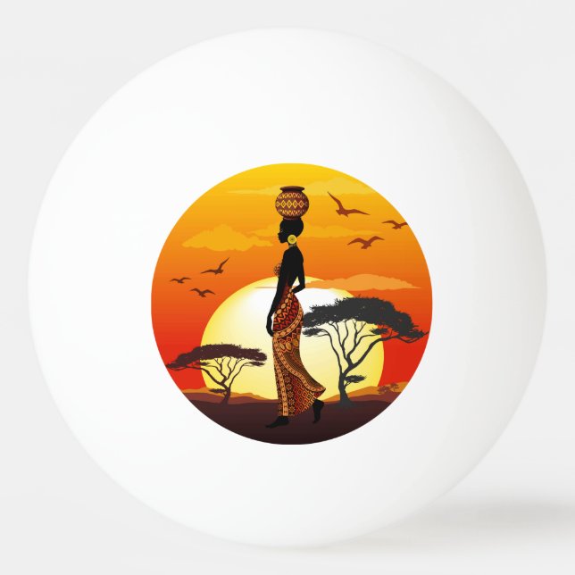 Balle De Ping Pong Une belle femme africaine Silhouette sur les solei (Devant)