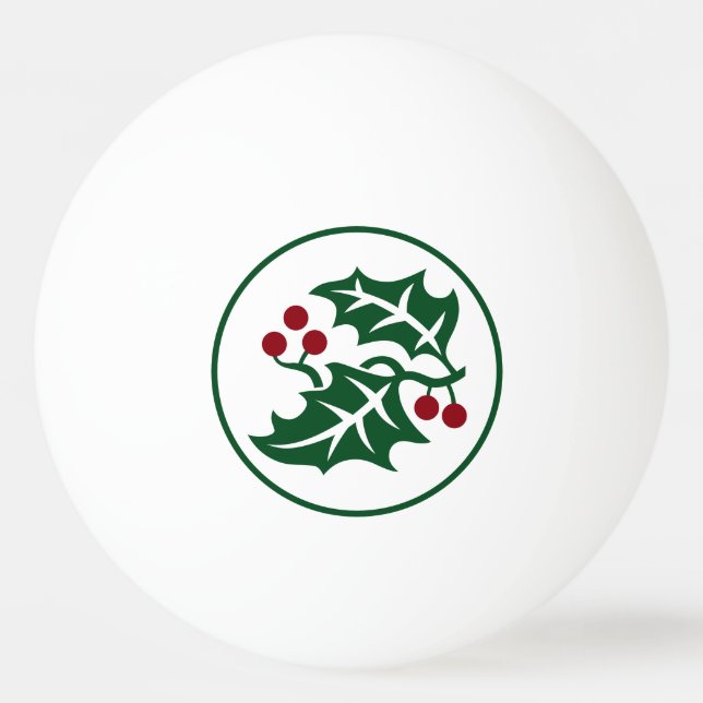 Balle De Ping Pong Vacances de Noël Green Holly et Red Berries (Devant)