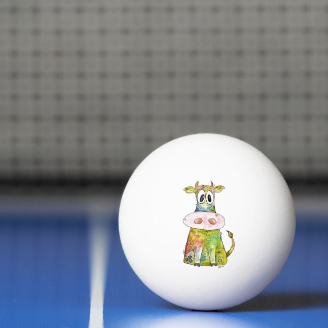 Balle De Ping Pong Vache blanche couleur blanc mignon (Filet)