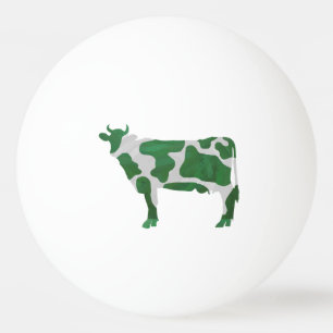 Balle De Ping Pong Vache Silhouette verte et blanche