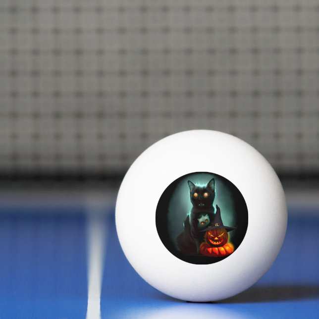Balle De Ping Pong Vampire Chat et Assistant Citrouille Halloween Sur (Filet)