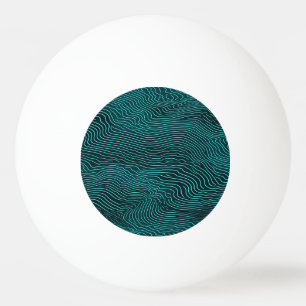 Balle De Ping Pong Vaporwave Rippling Turquoise et Dark Blue Line Mot