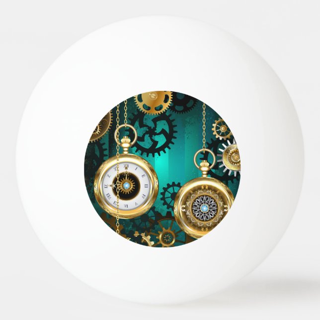 Balle De Ping Pong Veille bijoux Steampunk sur un Arrière - plan vert (Devant)