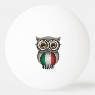Balle De Ping Pong Verres de port de hibou italien mignon de drapeau