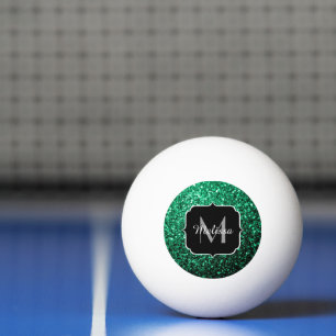 Balle De Ping Pong Vert émeraude faux paillettes scintillent Monogram