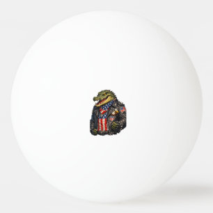 Balle De Ping Pong Veste en cuir de motard d'alligator patriotique fé