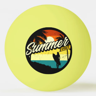 Balle De Ping Pong Vibes d'été silhouette rétro