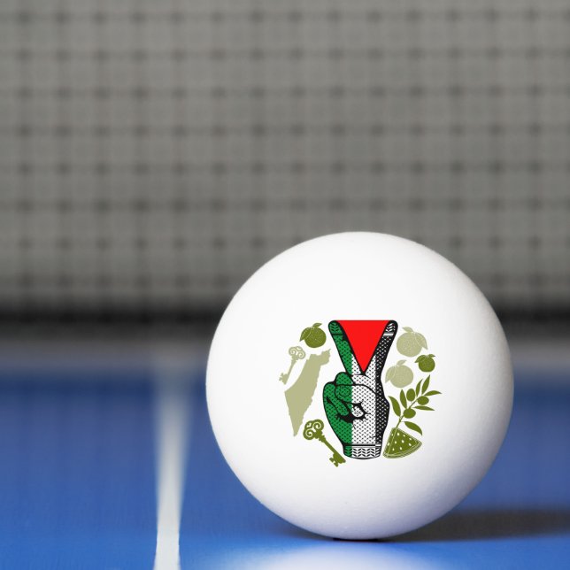 Balle De Ping Pong Victory Sign Hand Resistance Red Triangle Symbol (Filet)