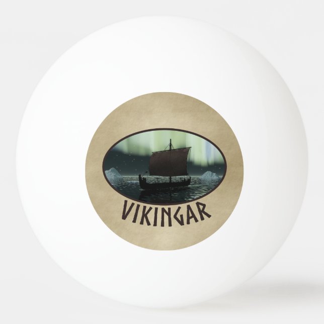 Balle De Ping Pong Viking Navire Et Lumières Du Nord (Devant)