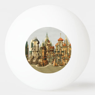 Balle De Ping Pong Ville de fantasy futuriste Art de la skyline de sc