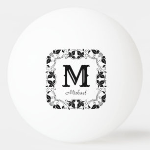 Balle De Ping Pong Vintage Floral Personnalisé Nom Monogramme