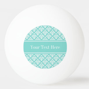 Balle De Ping Pong Vintage Turquoise What Damask #3 Turq Nom Monogram