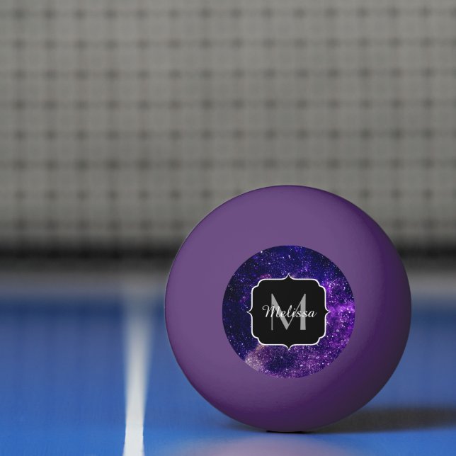 Balle De Ping Pong Violet violet galaxie abstraite Monogramme personn (Filet)