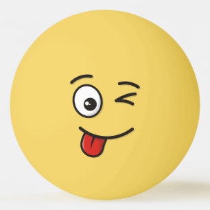 Balle De Ping Pong Visage avec la langue et l'oeil en train d'encroût