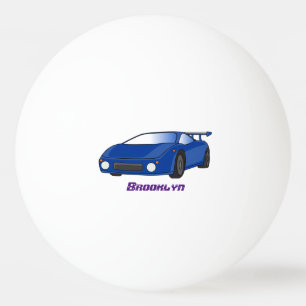 Balle De Ping Pong Voiture de sport bleue avec illustration airfos