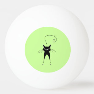 Balle De Ping Pong Whimsical Funny chat noir tendance