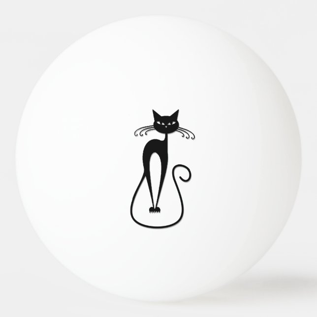 Balle De Ping Pong Whimsical Skinny Chat noir (Devant)