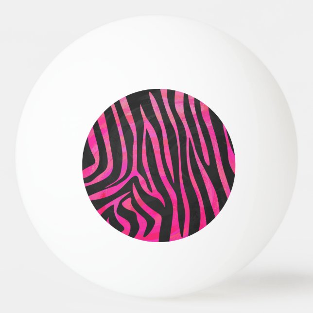 Balle De Ping Pong Zebra noir et rose chaud (Devant)