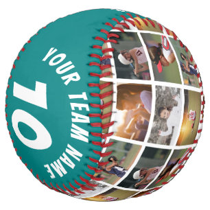 Balle De Softball 6 Photo Collage Numéro du joueur Turquoise Nom de