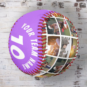Balle De Softball 6 Photo Collage Purple Joueur Numéro Nom de l'équi