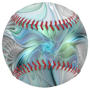 Balle De Softball Abstrait Bleu Vert Papillon Imaginaire Fractal Art