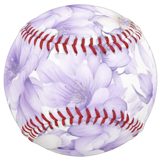 Balle De Softball Aquarelle délicate Fleurs violettes (Devant)