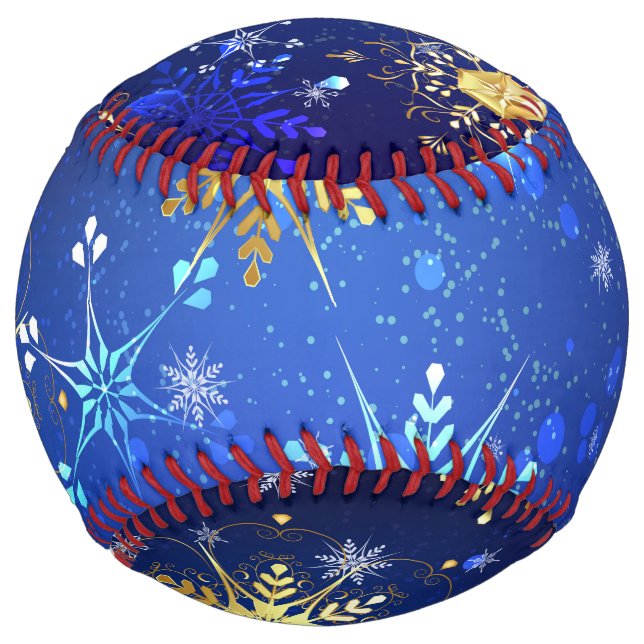 Balle De Softball Arrière - plan Bleu XMAS avec des flocons de neige (Devant)