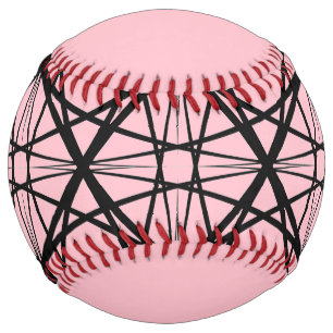 Balle De Softball Art géométrique noir et rose