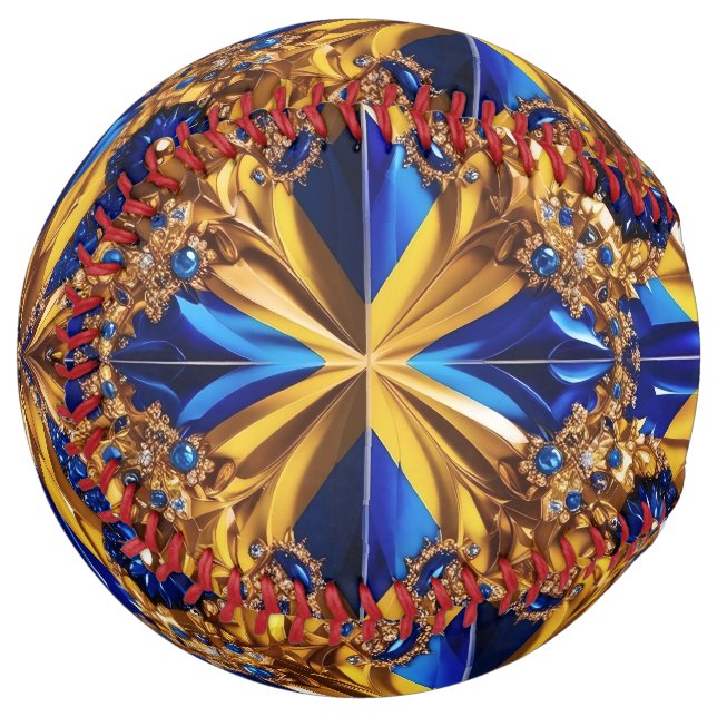 Balle de softball avec Suède Couleurs Design (Devant gauche)