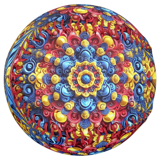 Balle De Softball Ball de softball avec Roumain Couleurs Design (Devant gauche)