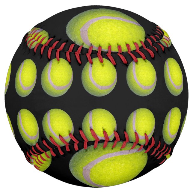 Balle De Softball Ballons De Tennis Jaune Sur Noir, Sofball (Devant)
