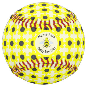 Balle De Softball Bébé jaune mignon abeille Genre Révéler Neutre Per