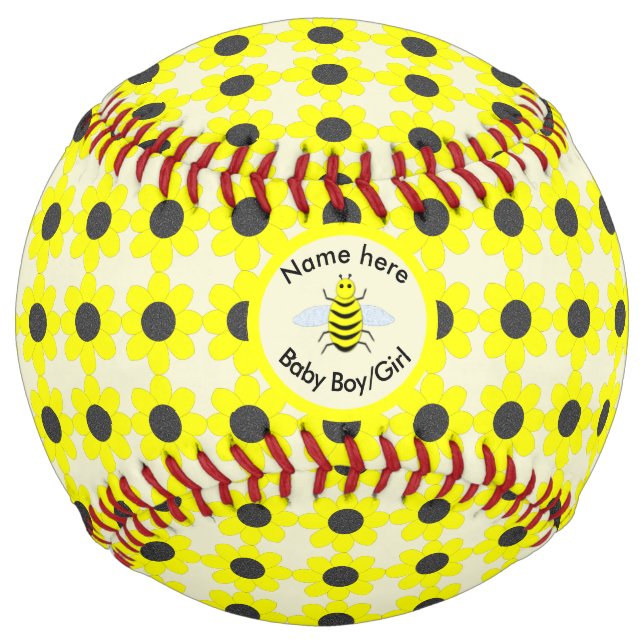 Balle De Softball Bébé jaune mignon abeille Genre Révéler Neutre Per (Devant)